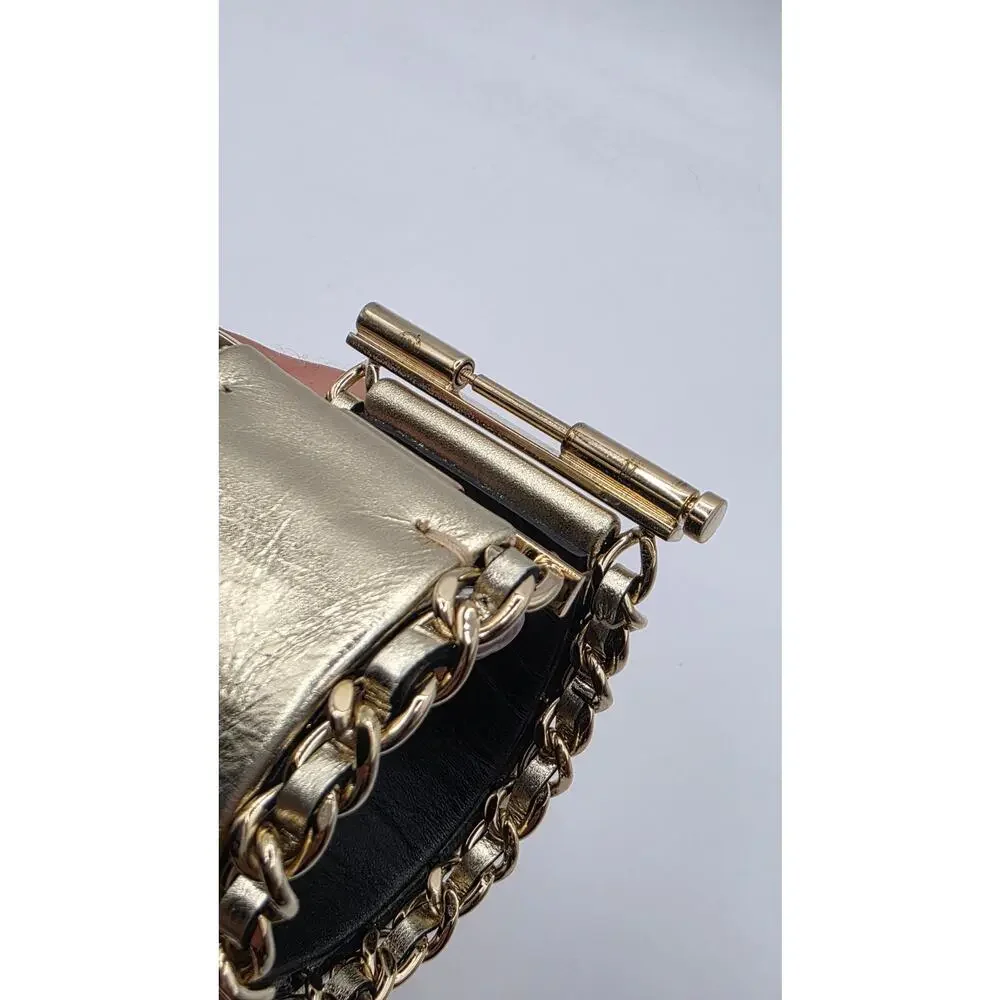 Chanel Gold-tone Leather Interlocking CC Wide Bracelet